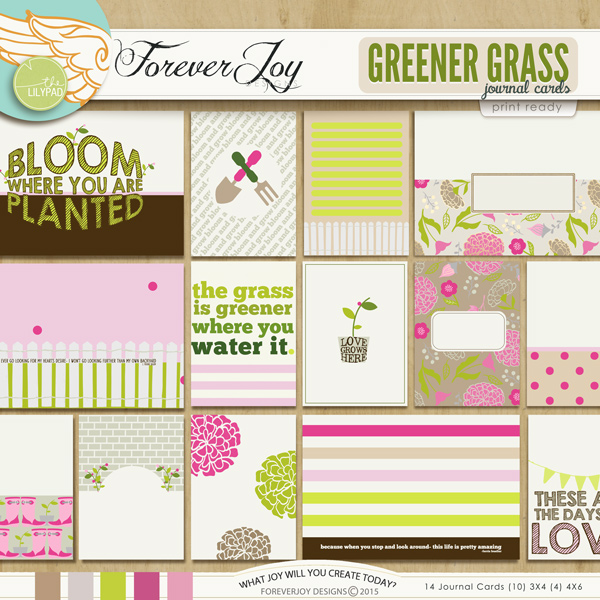 Digital Scrapbooking Kit -GREENER GRASS Page Kit | ForeverJoy Designs