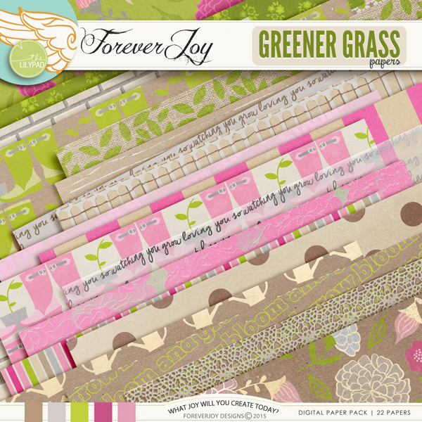 Digital Scrapbooking Kit -GREENER GRASS Page Kit | ForeverJoy Designs