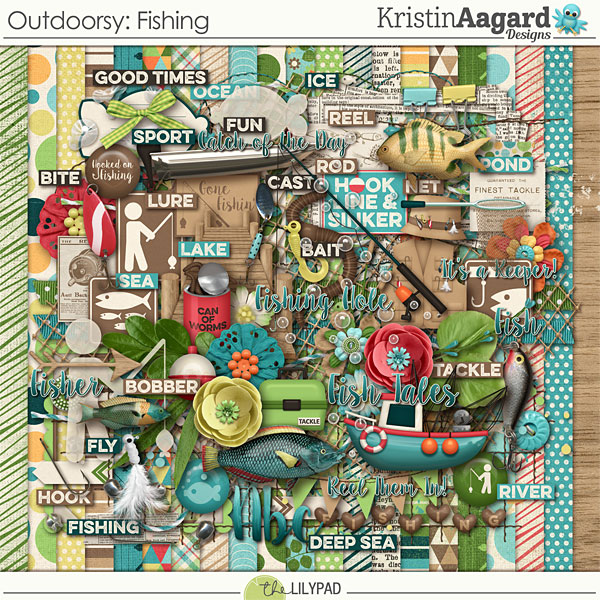 Digital Scrapbook Kit - Outdoorsy - Fishing| Kristin Aagard
