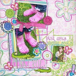 Pink Crocs (and spotty socks)
