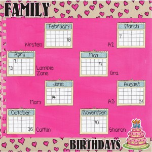 Family Birthdays (Pieces of Eight template challenge)