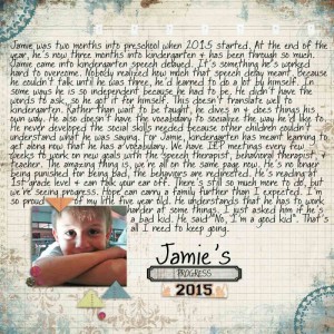 Jamies Progress 2015