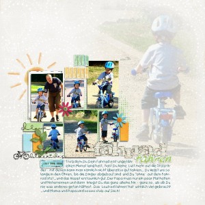 {ganz allein} Fahrrad fahren