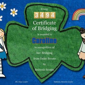 Girl Scout Bridging Certificate