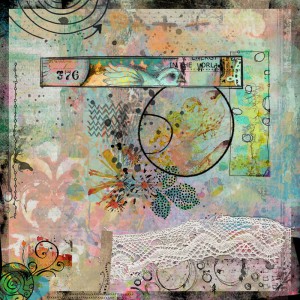 ABSTRACT WITH BIRDS & LACE