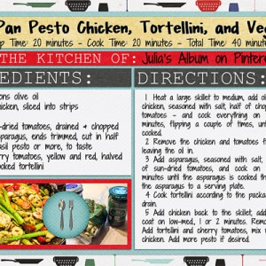 One Pan Pesto Chicken Tortellini and Veggies Recipe