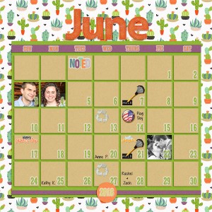 My June 2018 Calendar