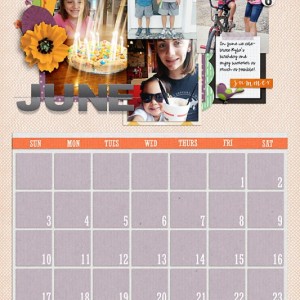 June Calendar Page for 2018