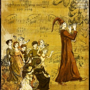 ELEVEN (CHILDREN FOLLOWING ONE) PIPER PIPING