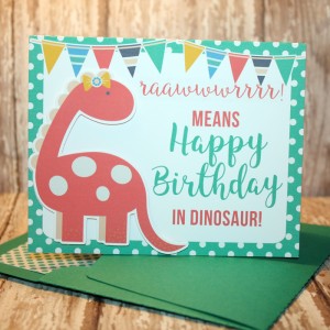 Happy Birthday Dino girl with matching envie