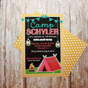 Girl's Camp out Invite