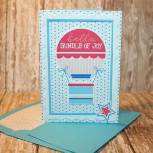 Let's Get Lost Baby Card with matching envie