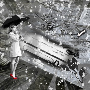 Rachel Jefferies-December Mixed Media Challenge-Black & White & A Pop Of Red-A Mile In My Shoes