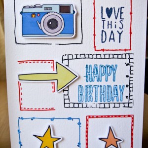 Happy Birthday Card using doodled frames