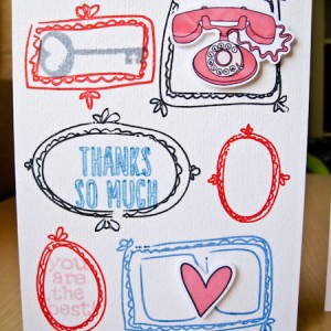 Thank You card using doodled frames