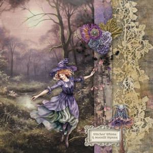 Witch dancing in the woods