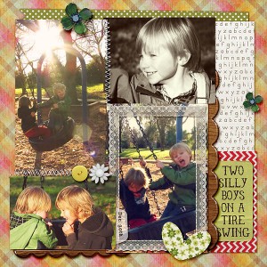 Two Silly Boys on a Tire Swing