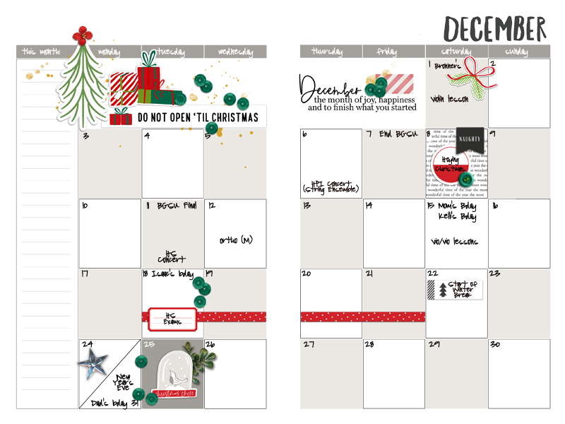 2018 12 December Calendar