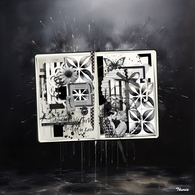 2024 02 - Art journaling - Black n white