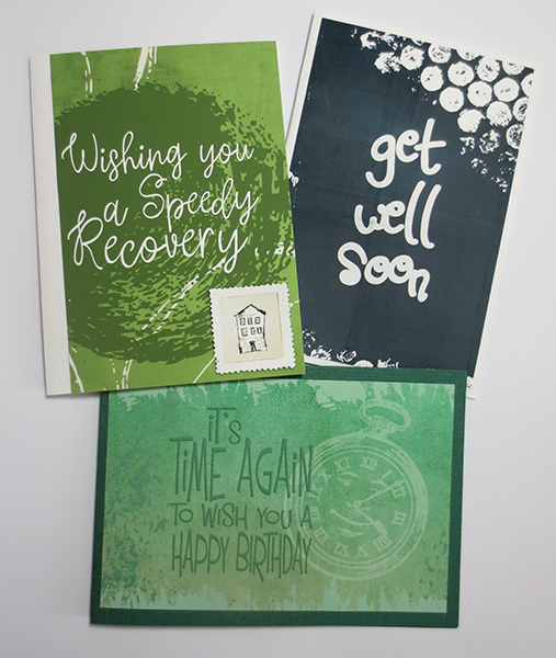 3 Greeting Cards using Messy Ink Galore