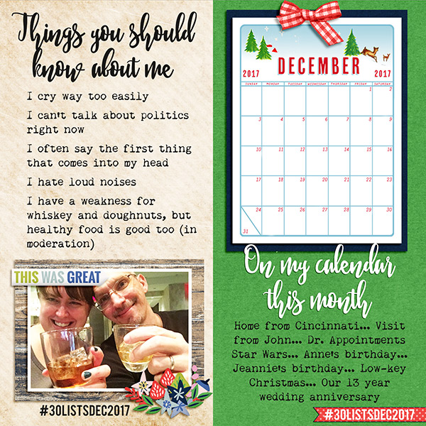 30 Days of Lists #1 and 2
