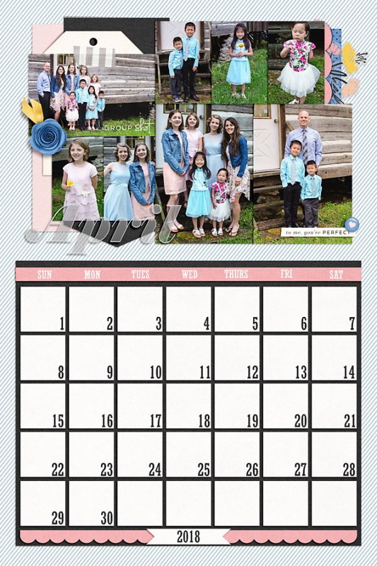 April Calendar for 2018