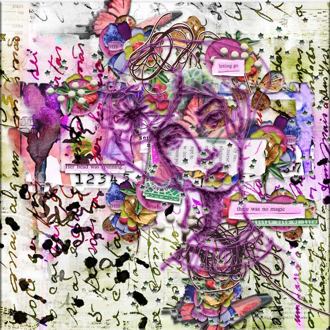 Art Journaling-September-Week #1-Collage Paper Pieces-Her Head Was Spinning