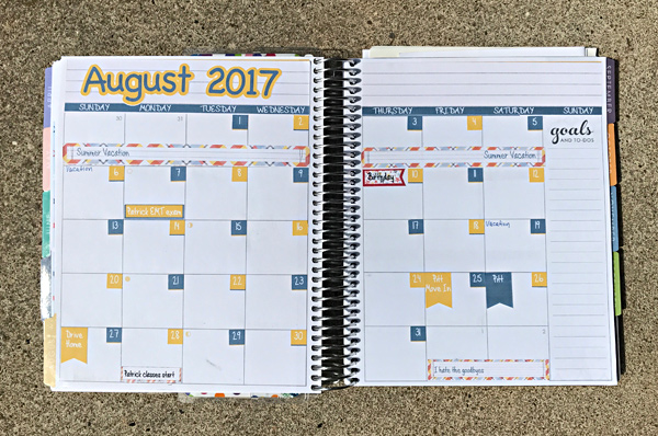 August 2017 Monthly Planner Page