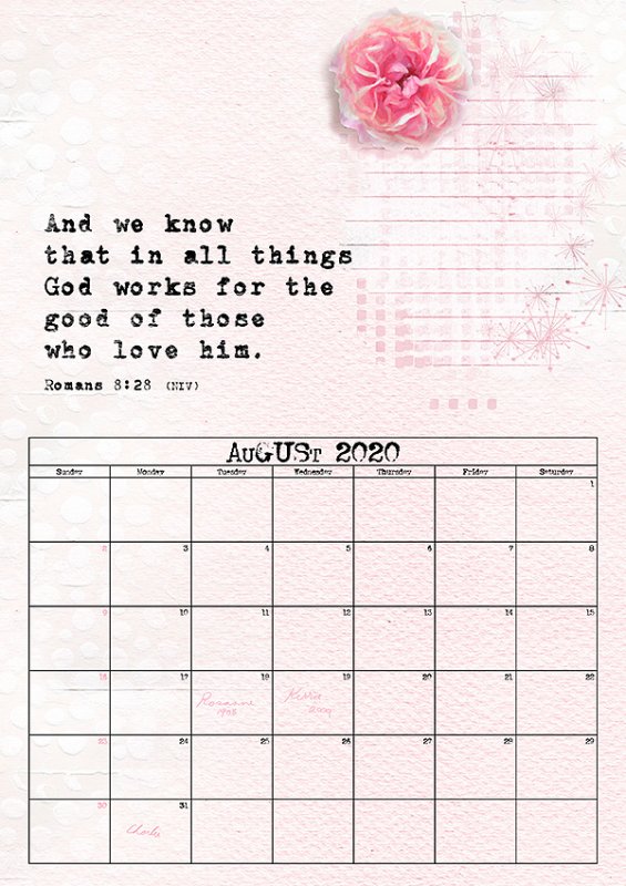 August 2020 Calendar