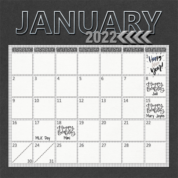 Becky's 2022 Calendar