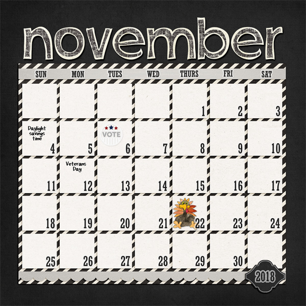 Becky's November 2018 Calendar