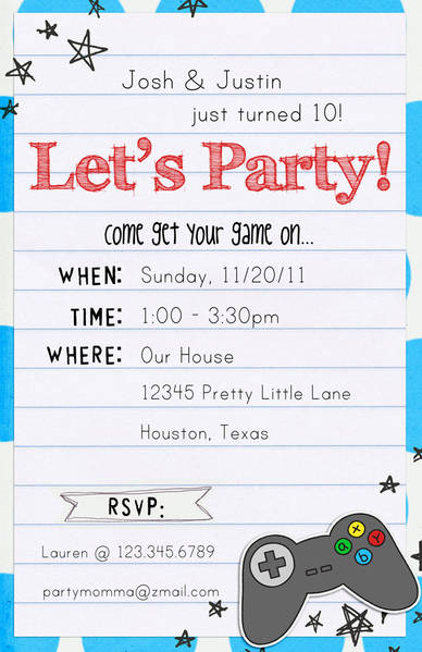 boys bday invite