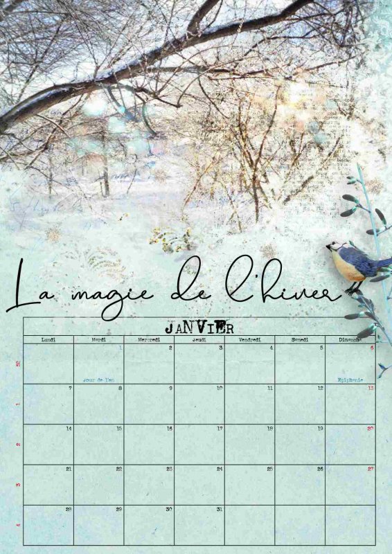 Calendrier 2019 Janvier