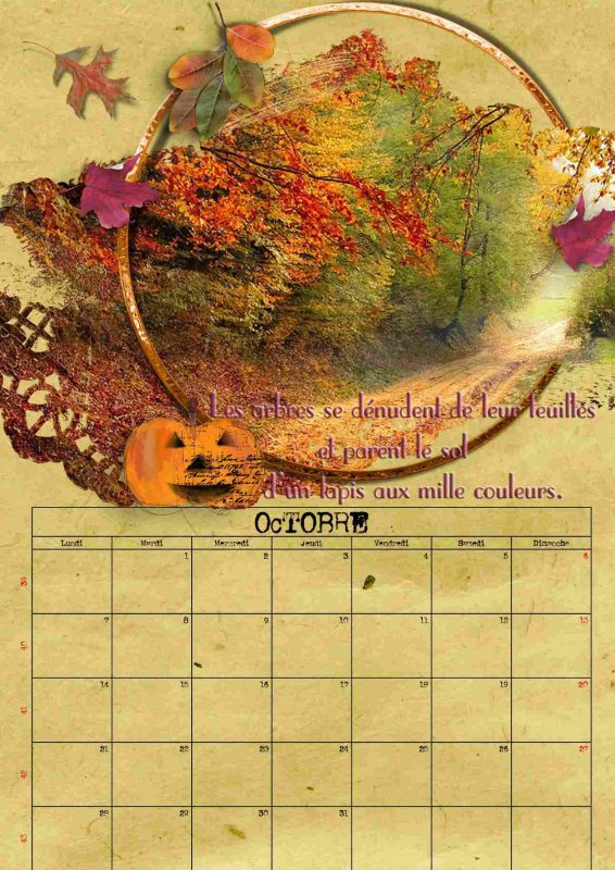 Calendrier Octobre 2019