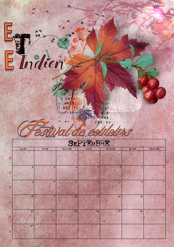Calendrier Septembre 2019