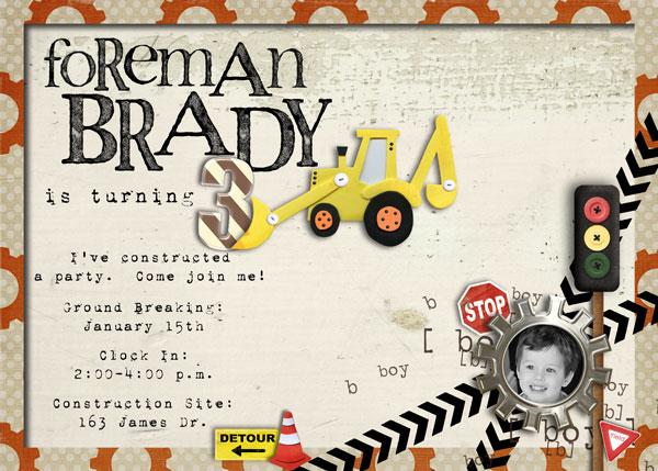 Construction Birthday Invite