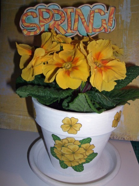 digi decoupage - spring pot