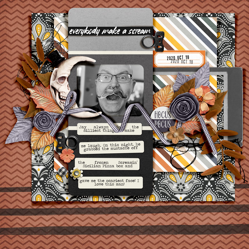 Everybody Make A Scream ~ Watch Cheryl Scrap LIVE! Session for Halloween Bash 2022 ~ Layout 2