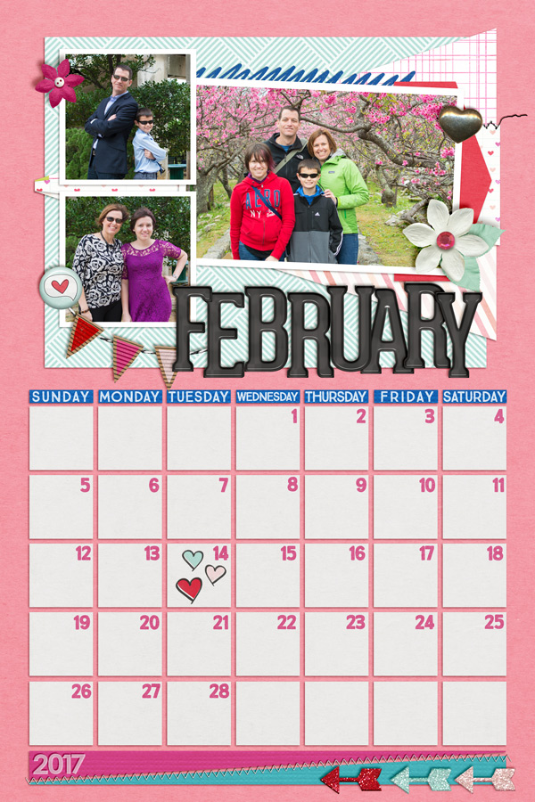 February 2017 12-x-18 Calendar Page