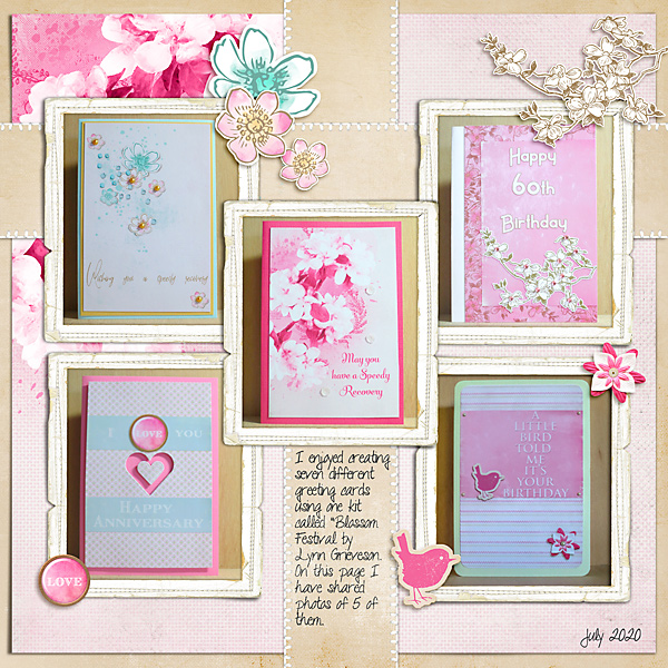 Five Greetings Cards using Blossom Festival