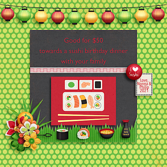 Gift Certificate for Birthday Sushi