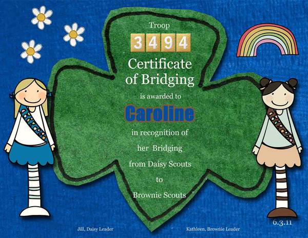 Girl Scout Bridging Certificate