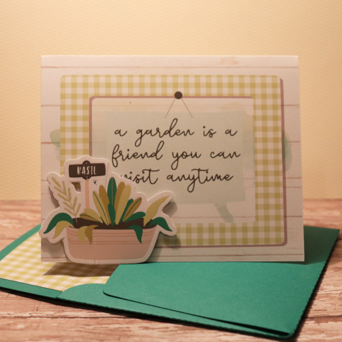 Green Thumb card with matching envie