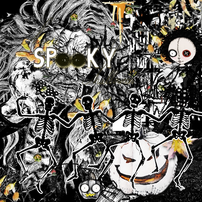 Halloween Bash-October 2020-Black & White Challenge-Spooky Graveyard
