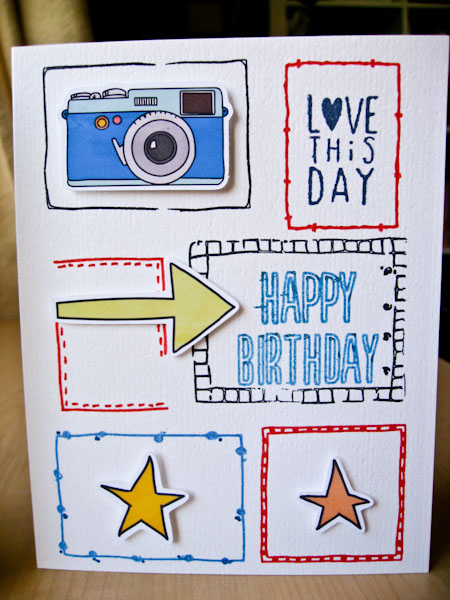 Happy Birthday Card using doodled frames
