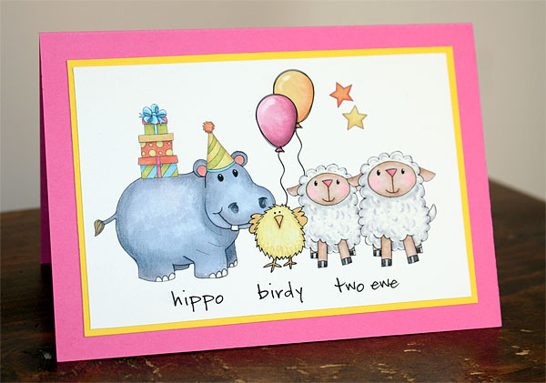 hippo birdy two ewe card