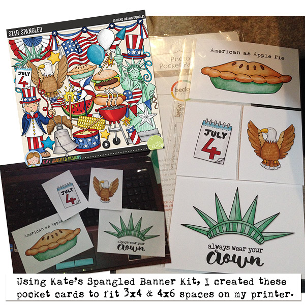 Home Made Pocket Cards using Star Spangled by Kate Hadfield Designs