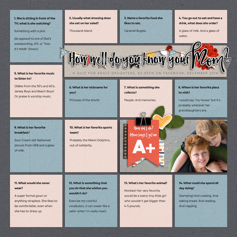 How well do you know your Mom? (Journaling Challenge, Feb 2017)