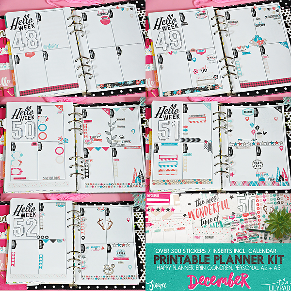Hybrid Dec planner spreads/pages