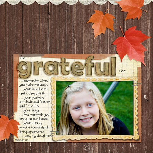 I'm grateful for. . .